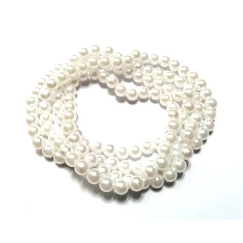 Beads / Acrylic Beads -6mm  +/-120pcs -pearl optic white- 75cm String / Beads for crafting
