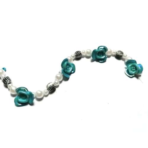 Beads / Crafting Fun - Acrylic Beads -3-12mm- 32 pcs - incl. 33cm elastic- for jewellery crafting