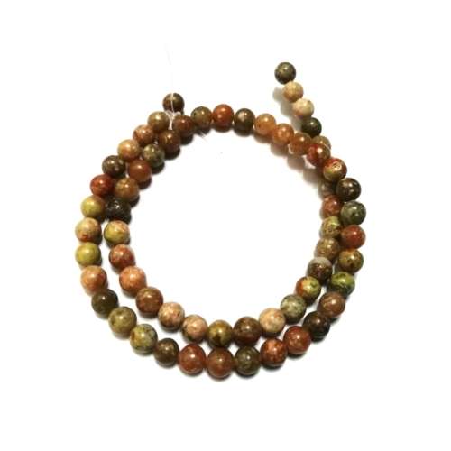 Beads / UNAKITE Stone - Beads   - 6mm ball +/-60pcs 40cm String / Beads for crafting