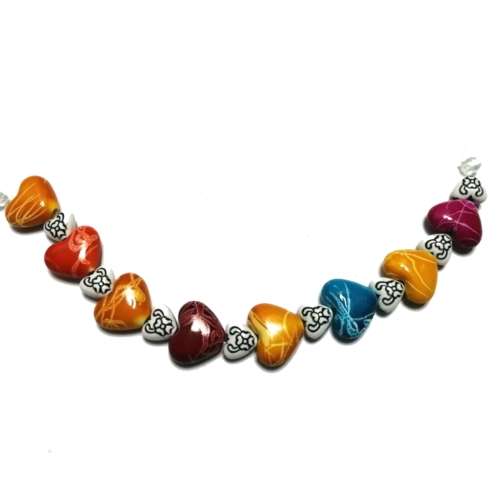 Beads / Acrylic Beads  8-14mm -16pcs - Hearts- 14cm String- Kids fun- for jewellery crafting
