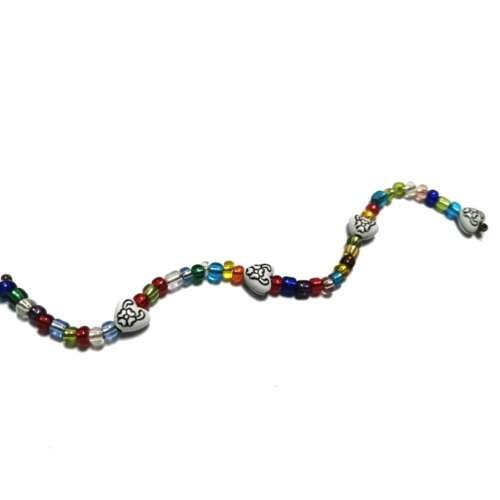 Beads / Glas-Acrylic Beads 3 & 8mm - 44pcs - 14cm String- Kids Fun- for jewellery crafting