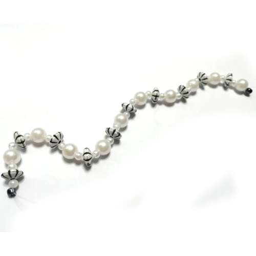 Beads / Acrylic Beads - 3-10mm -40 pcs - pearl white shiny-19cm String- for jewellery crafting