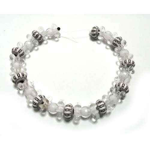 Beads / Acrylic Beads  -8-11mm -40 pcs - black-white -22cm String- for jewellery crafting