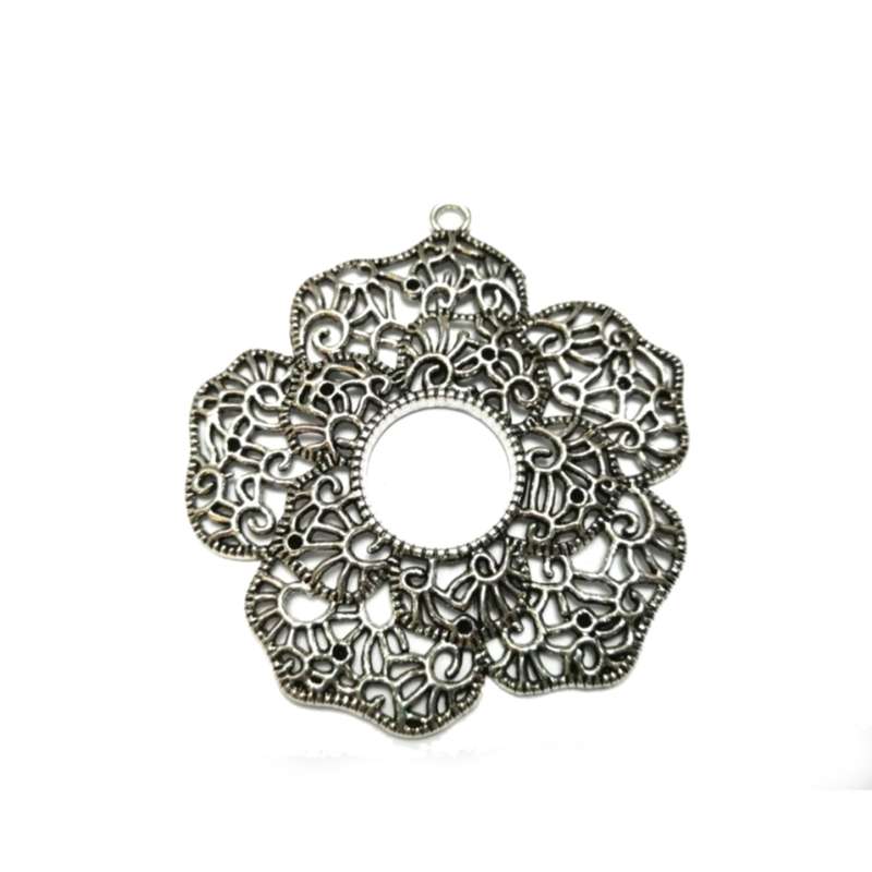 Pendants / Huge Pendant filigree - silver color  - 1pc - 60mm / Beads for crafting