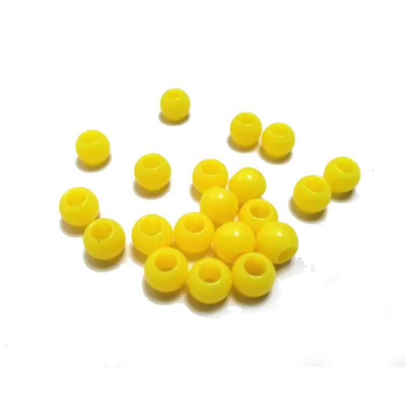 Beads / Acrylic Beads - 8mm balls-  20pcs - yellow- Hole 4mm / Beads for crafting
