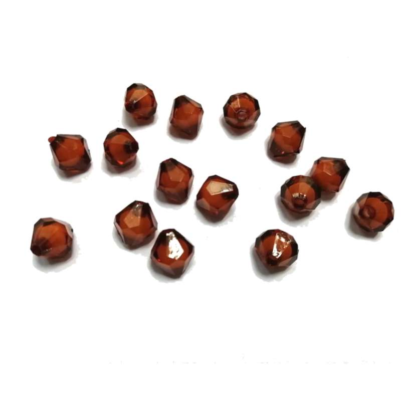 Beads / Acrylic Beads - 10mm bicone-  15pcs - brown- with filling- for jewellery crafting