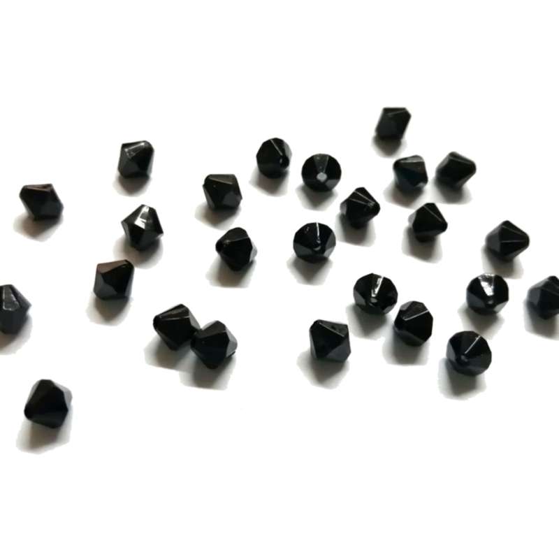 Beads / Acrylic Beads -6mm -25pcs-black - crystal optic bicone- for jewellery crafting