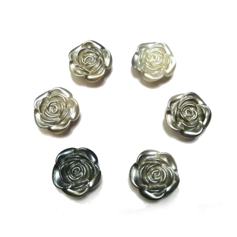 Beads / Acrylic Beads -19mm roses -6pcs- grey tones blurred / Beads for crafting