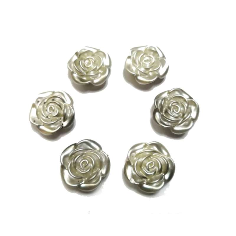 Beads / Acrylic Beads -19mm roses -6pcs- silver grey  blurred / Beads for crafting