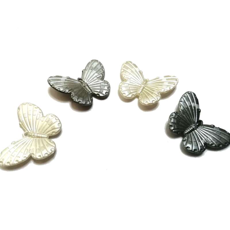 Pendants / Acrylic Beads -30mm butterfly -4pcs- grey tones  blurred / Pendants for crafting