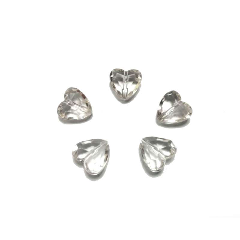 Beads / Acrylic Beads -12mm -5pcs- hearts - crystal optic / Beads for crafting
