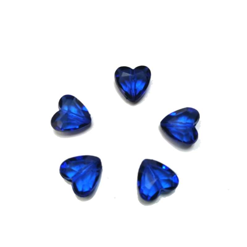 Beads / Acrylic Beads -12mm -5pcs- hearts - blue - crystal optic / Beads for crafting
