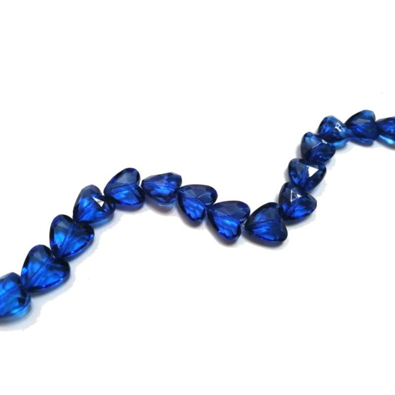 Beads / Acrylic Beads -12mm -15pcs- hearts - blue - crystal optic 17cm string / Beads for crafting