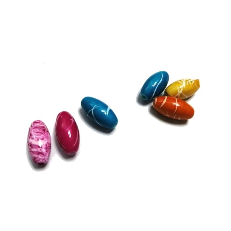 Beads / Acrylic Beads - 14x7mm -  6 pcs - color mix - Ceramic Optic- for jewellery crafting