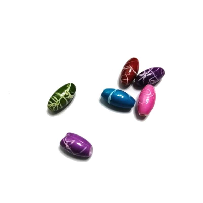Beads / Acrylic Beads - 14x7mm -  6 pcs - color mix - Ceramic Optic- for jewellery crafting
