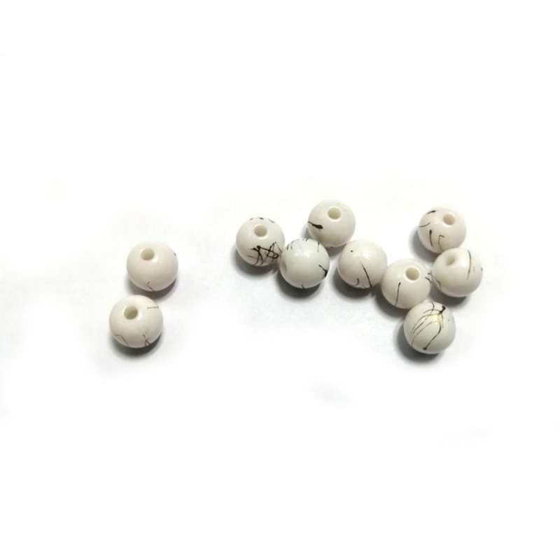 Beads / Acrylic Beads - 8mm- 10pcs - white- Ceramic optic- for jewellery crafting