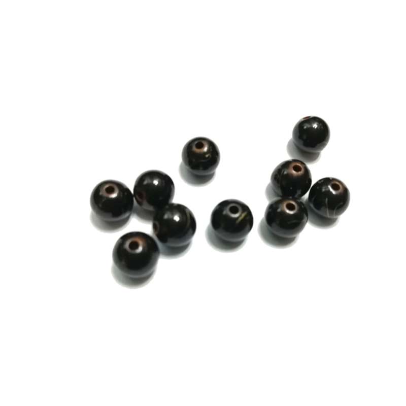 Beads / Acrylic Beads - 8mm- 10pcs - black- Ceramic optic- for jewellery crafting