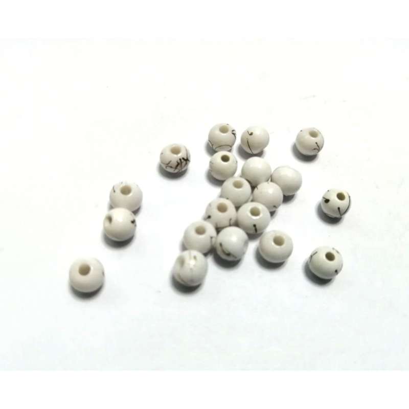 Beads / Acrylic Beads - 6mm- 20pcs - white- Ceramic optic- for jewellery crafting