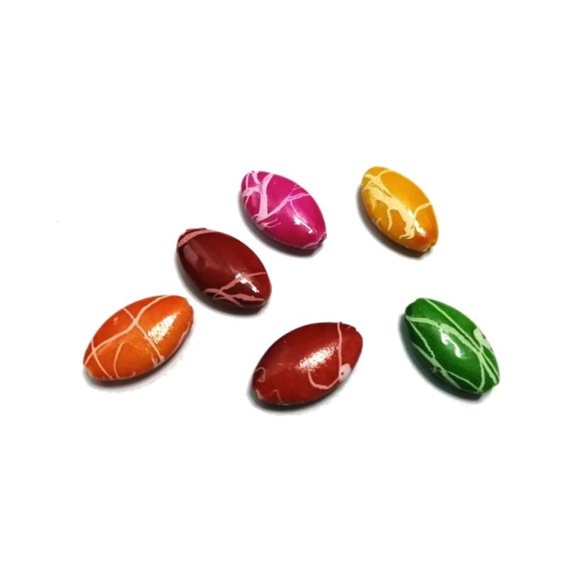 Beads / Acrylic Beads - 18x10mm- 6pcs - color mix- Ceramic optic- for jewellery crafting