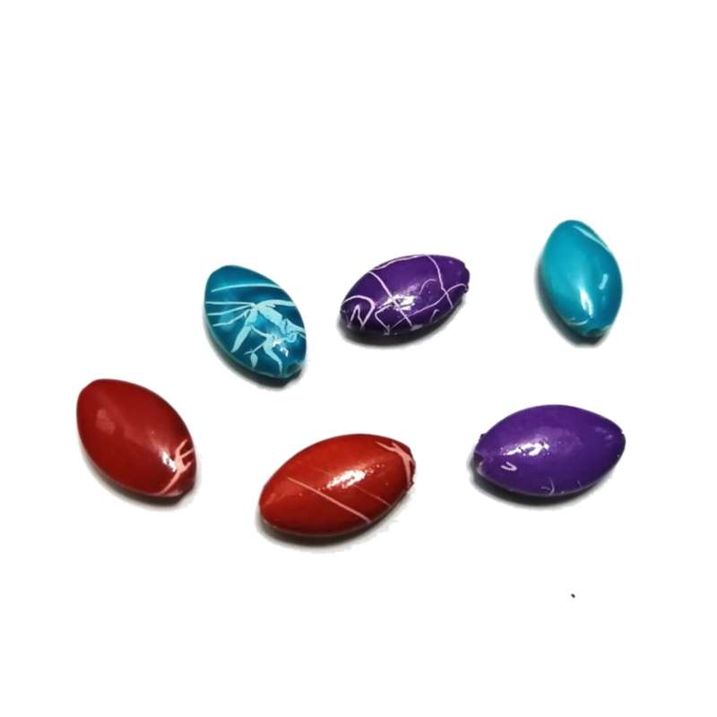 Beads / Acrylic Beads - 18x10mm- 6pcs - color mix- Ceramic optic- for jewellery crafting