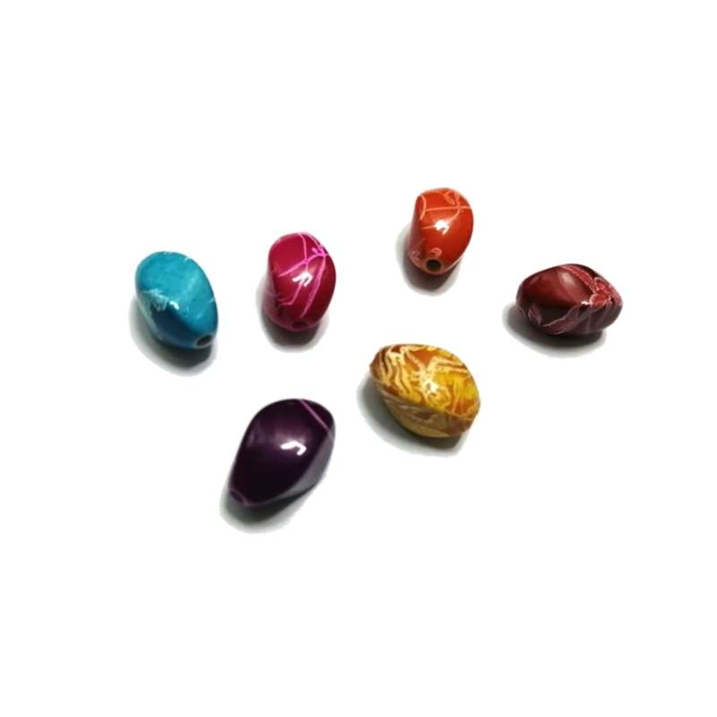 Beads / Acrylic Beads - 13x8mm- 6pcs - color mix- Ceramic optic- for jewellery crafting