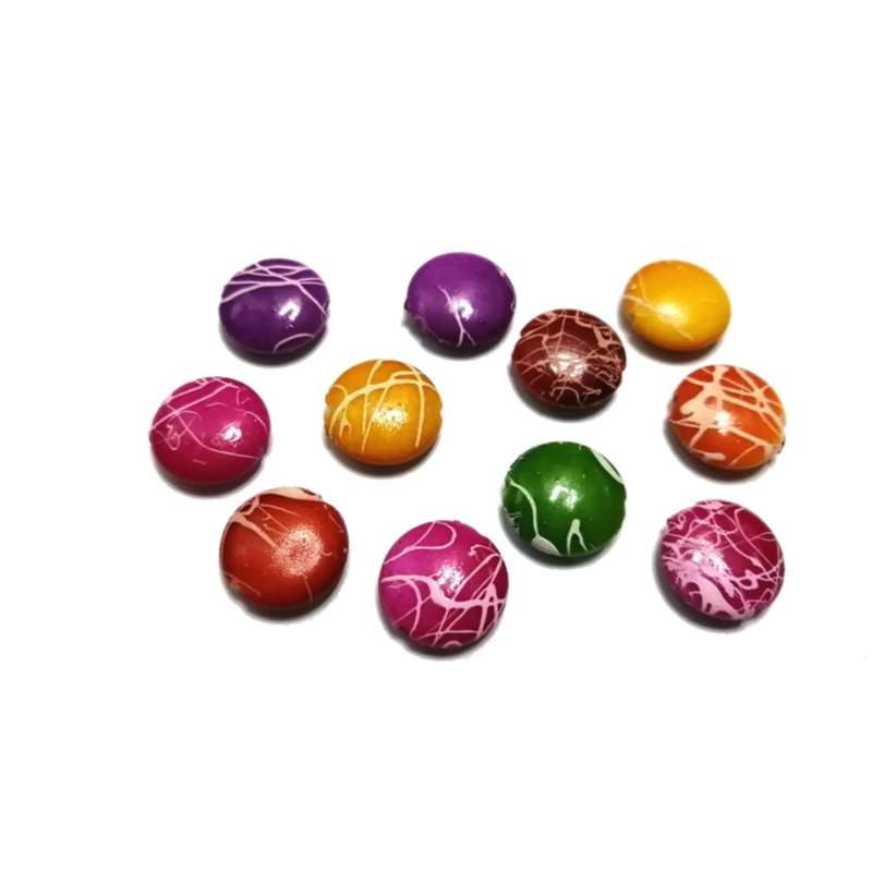 Beads / Acrylic Beads - 14mm-11pcs - color mix- Ceramic optic- for jewellery crafting