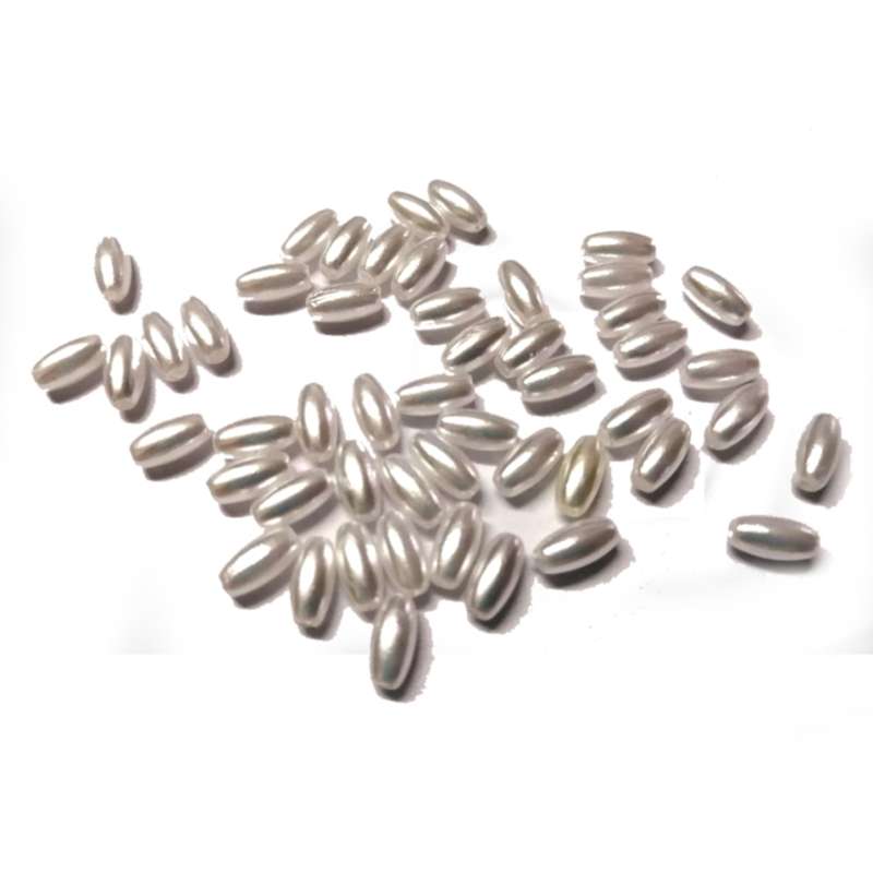 Beads / Acrylic Beads - 4x8mm -  50 pcs - pure white - Rice Pearl - for jewellery crafting