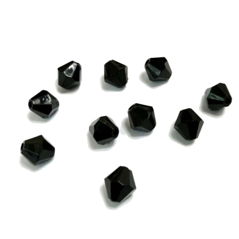 Beads / Acrylic Beads -8mm -10pcs-black facetted bicone- crystal optic- for jewellery crafting