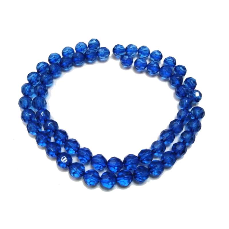 Beads / Acrylic Beads -8mm -60pcs-round blue facetted - crystal optic - for jewellery crafting