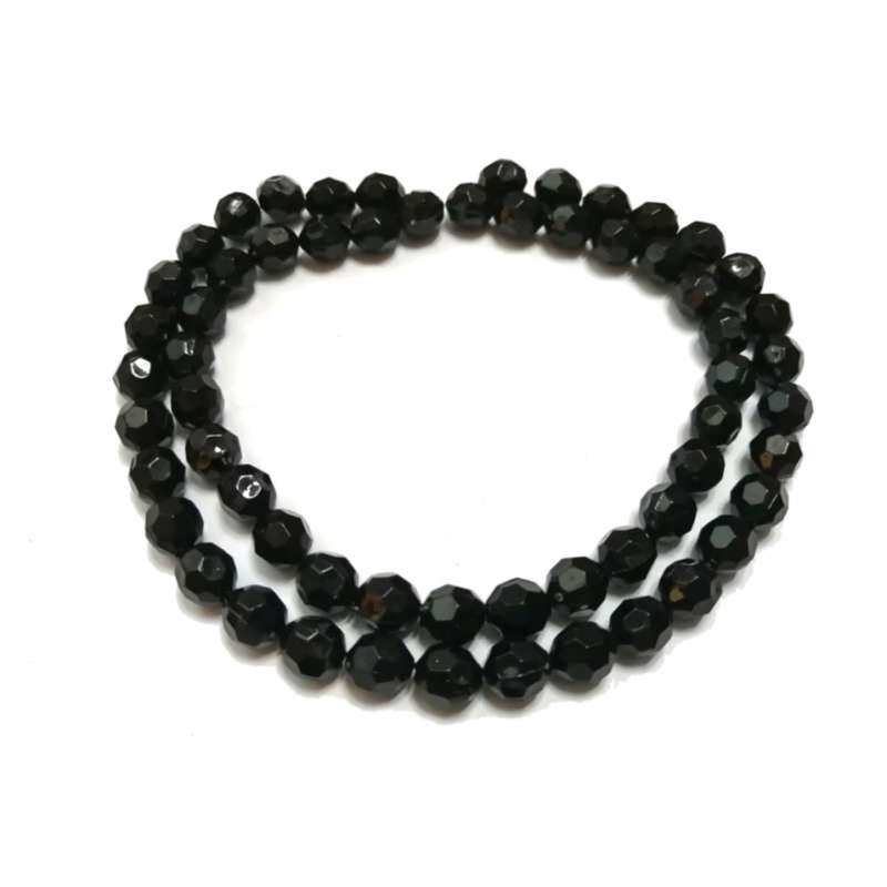 Beads / Acrylic Beads -8mm -60pcs-round black facetted - crystal optic - for jewellery crafting