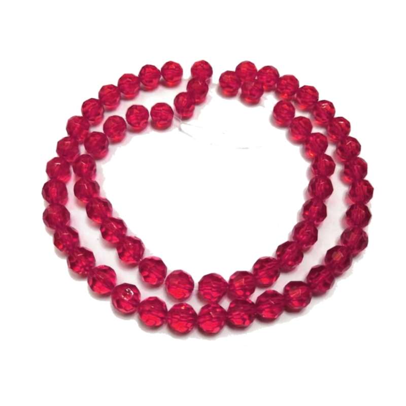 Beads / Acrylic Beads -8mm -60pcs-round red facetted - crystal optic - for jewellery crafting