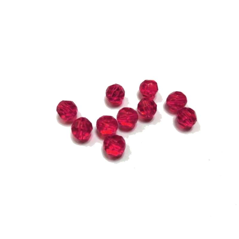Beads / Acrylic Beads -8mm -10pcs-round red facetted - crystal optic - for jewellery crafting
