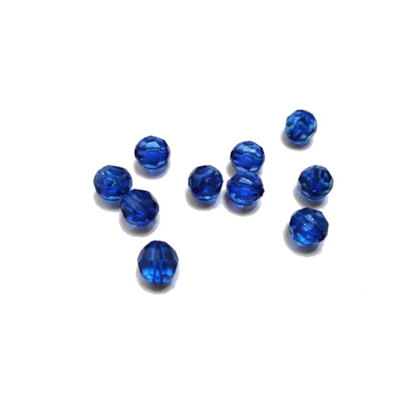Beads / Acrylic Beads -8mm -10pcs-round blue facetted - crystal optic - for jewellery crafting