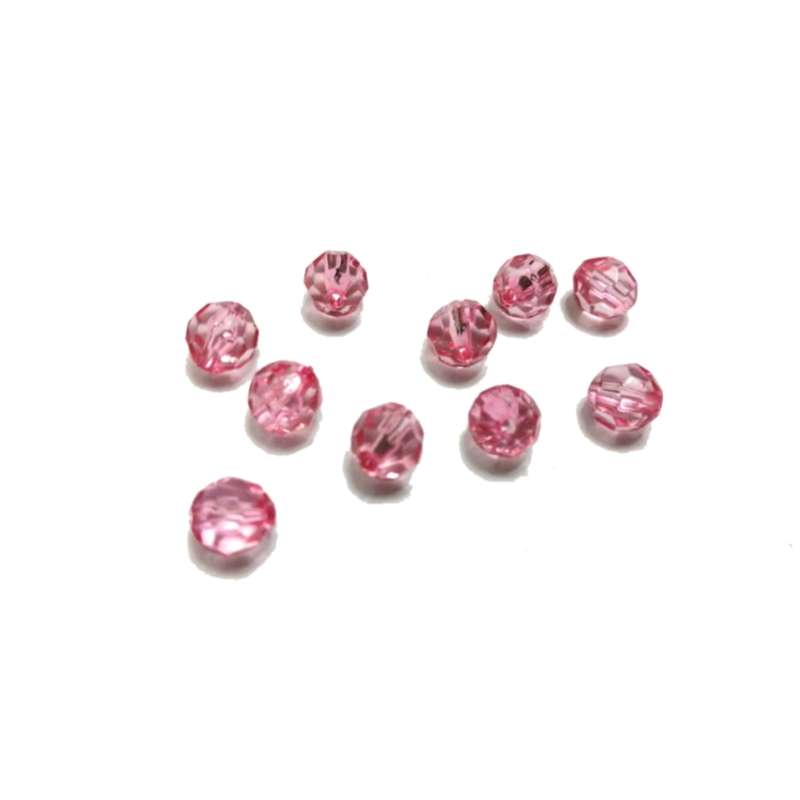 Beads / Acrylic Beads -8mm -10pcs-round rose facetted - crystal optic - for jewellery crafting