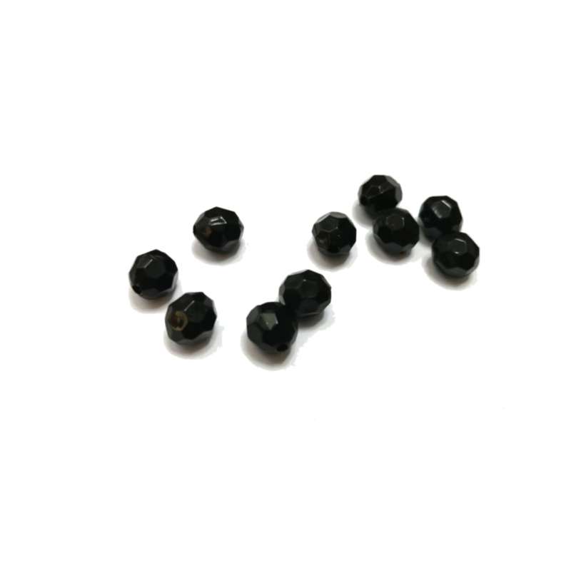 Beads / Acrylic Beads -8mm -10pcs-round black facetted - crystal optic - for jewellery crafting