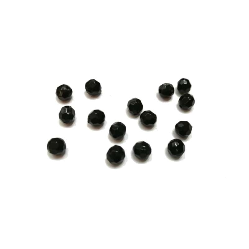 Beads / Acrylic Beads -6mm -15pcs-round black facetted - crystal optic - for jewellery crafting