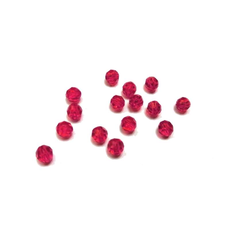 Beads / Acrylic Beads -6mm -15pcs-round red facetted - crystal optic - for jewellery crafting
