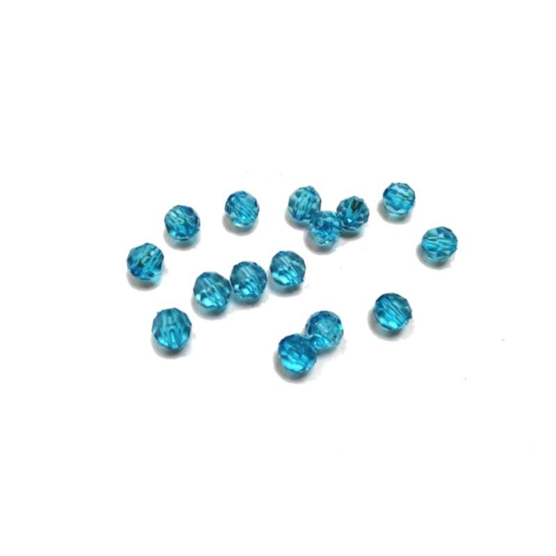 Beads / Acrylic Beads -6mm -15pcs-round light blue facetted - crystal optic - for jewellery crafting