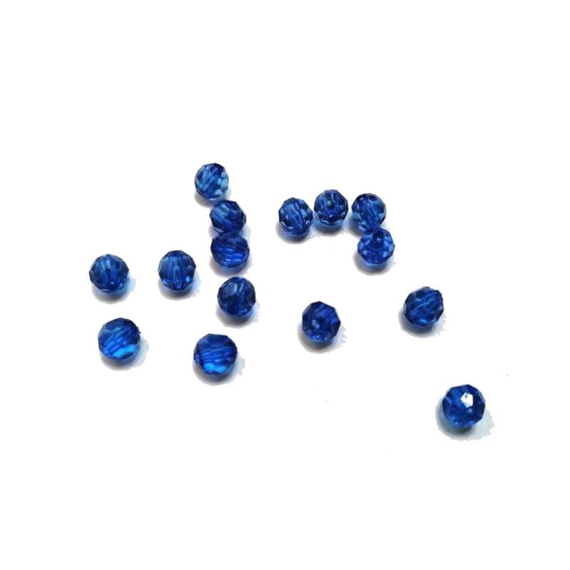 Beads / Acrylic Beads -6mm -15pcs-round blue facetted - cry - crystal optic - for jewellery crafting