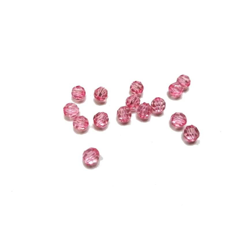Beads / Acrylic Beads -6mm -15pcs-round rose facetted - crystal optic - for jewellery crafting