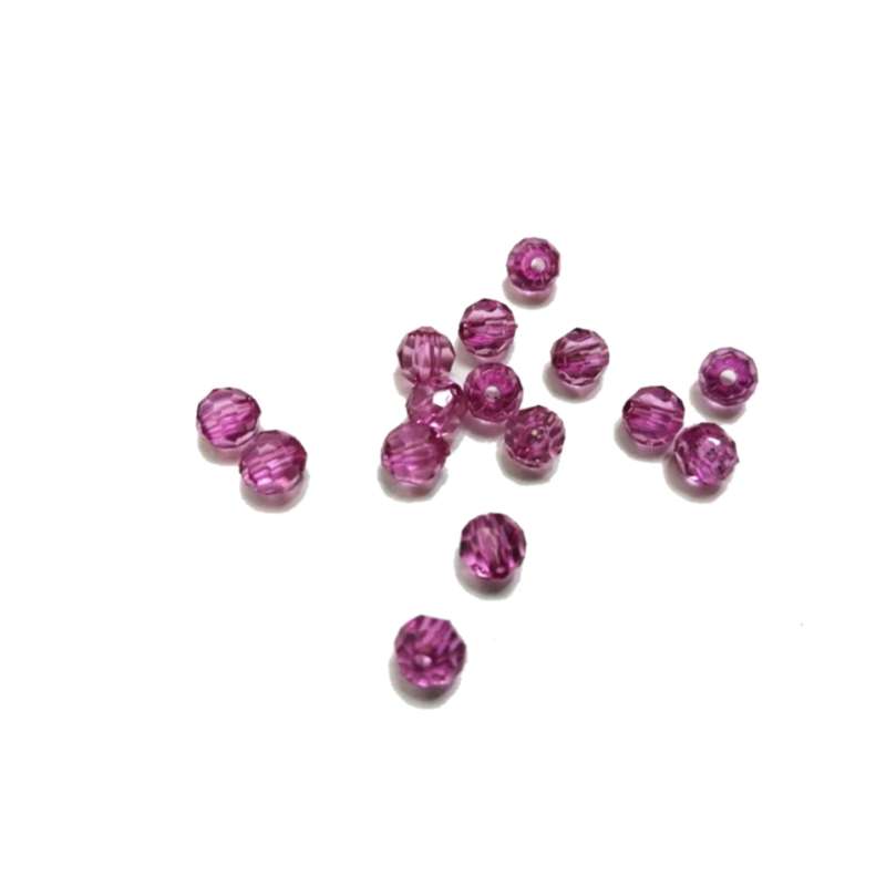 Beads / Acrylic Beads -6mm -15pcs-round pink facetted - crystal optic - for jewellery crafting