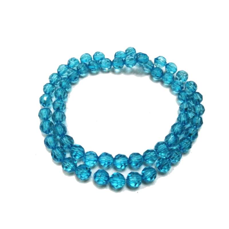 Beads / Acrylic Beads -6mm -60pcs-round light blue facetted - crystal optic - for jewellery crafting