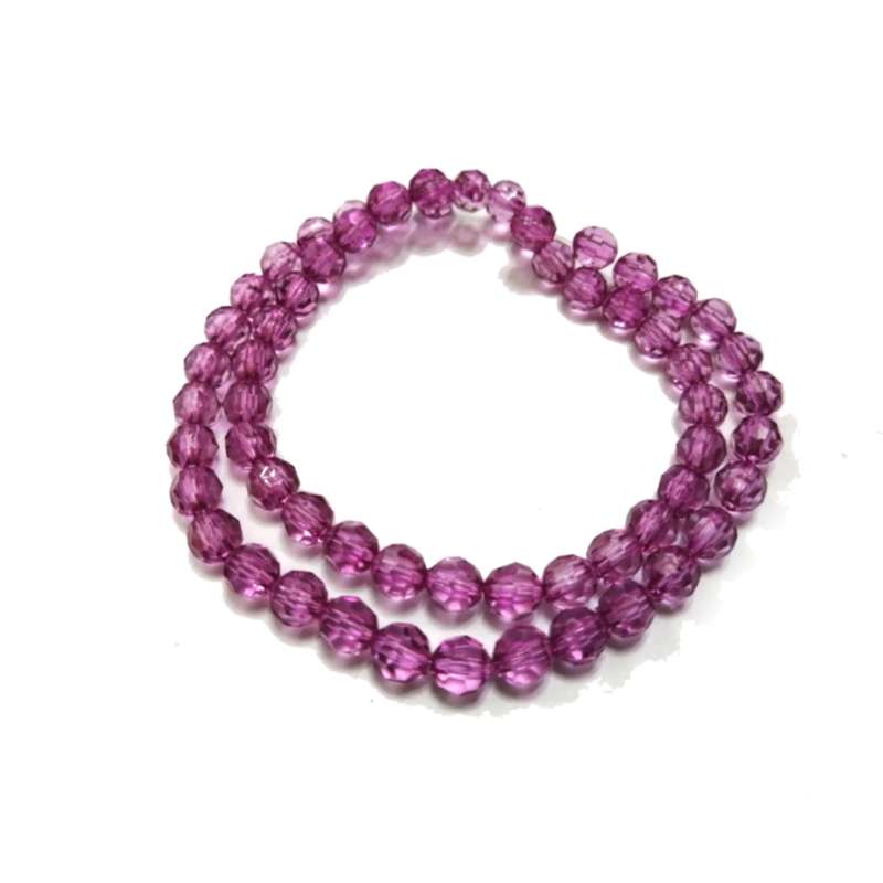 Beads / Acrylic Beads -6mm -60pcs-round pink facetted - crystal optic - for jewellery crafting