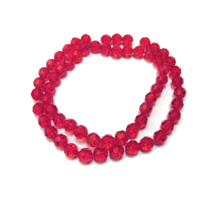 Beads / Acrylic Beads -6mm -60pcs-round red facetted - crystal optic - for jewellery crafting