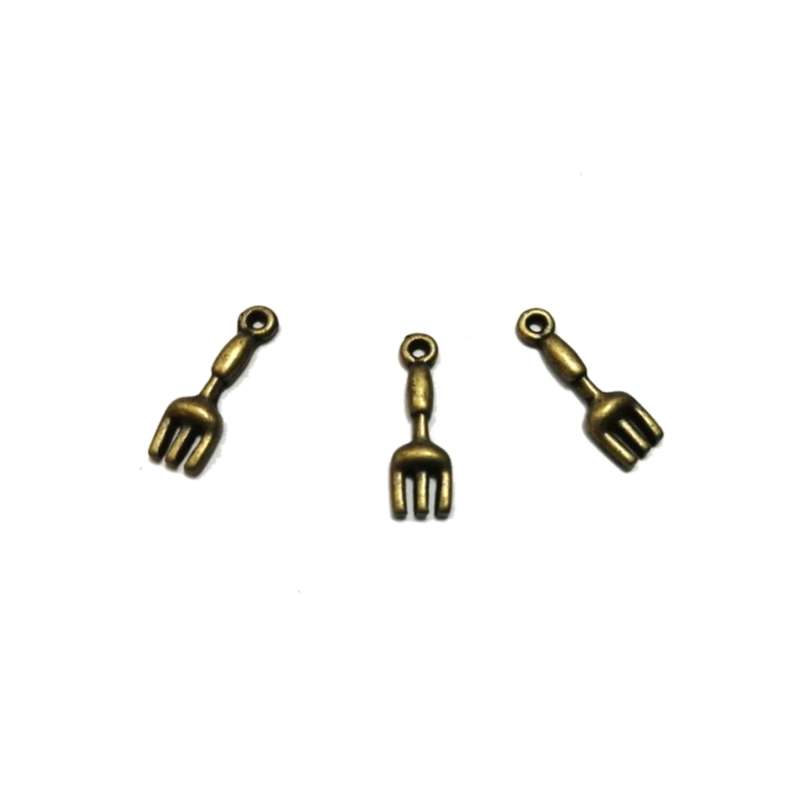 Pendant / Forks- Pendants - 3pcs - +/-21mm antique gold color / for crafting