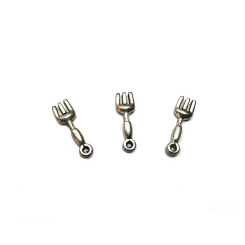 Pendant / Forks- Pendants - 3pcs - +/-21mm silver color / for crafting