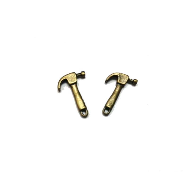 Pendant / Hammer- Pendants - 2pcs - 20mm antique gold color / for crafting