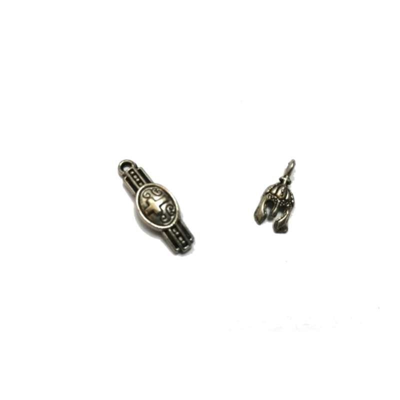 Pendant / Belt and helmet with cross- Pendants - 2pcs - 15-23mm silver color / for crafting