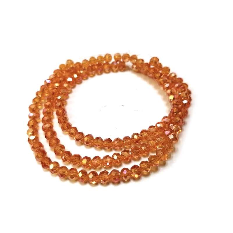 Beads - Crystal Beads - 4mm - shiny clear orange  +/- 130pcs String - Beads for crafting