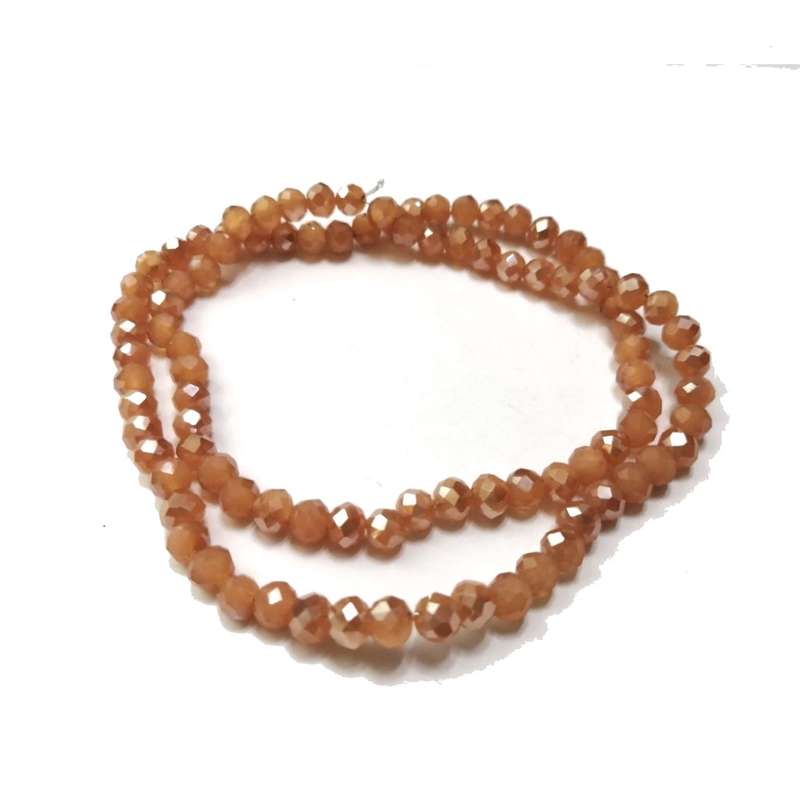 Beads / Crystal Beads -6mm- silver smoked orange brown- String+/-95pcs / Beads for crafting